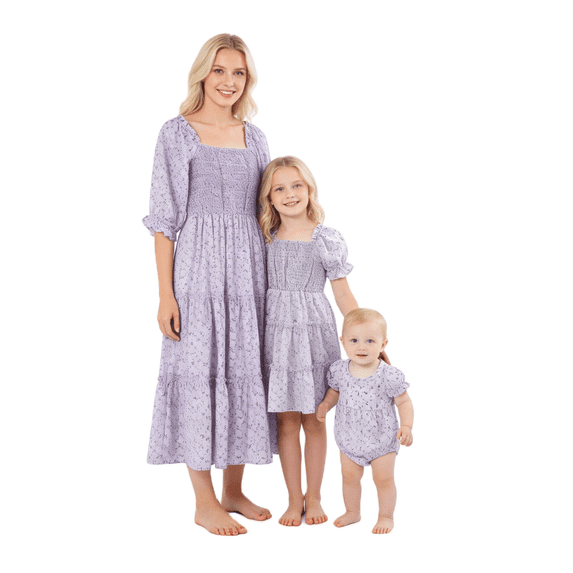 Mother and Daughter Family Matching Dress Floral Print Dress Mommy and Me Summer Family Outfits