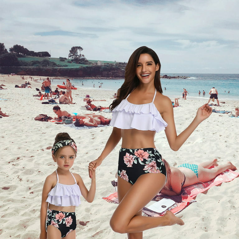 Mother and Daughter Swimwear Family Matching Swimsuit Girls Two