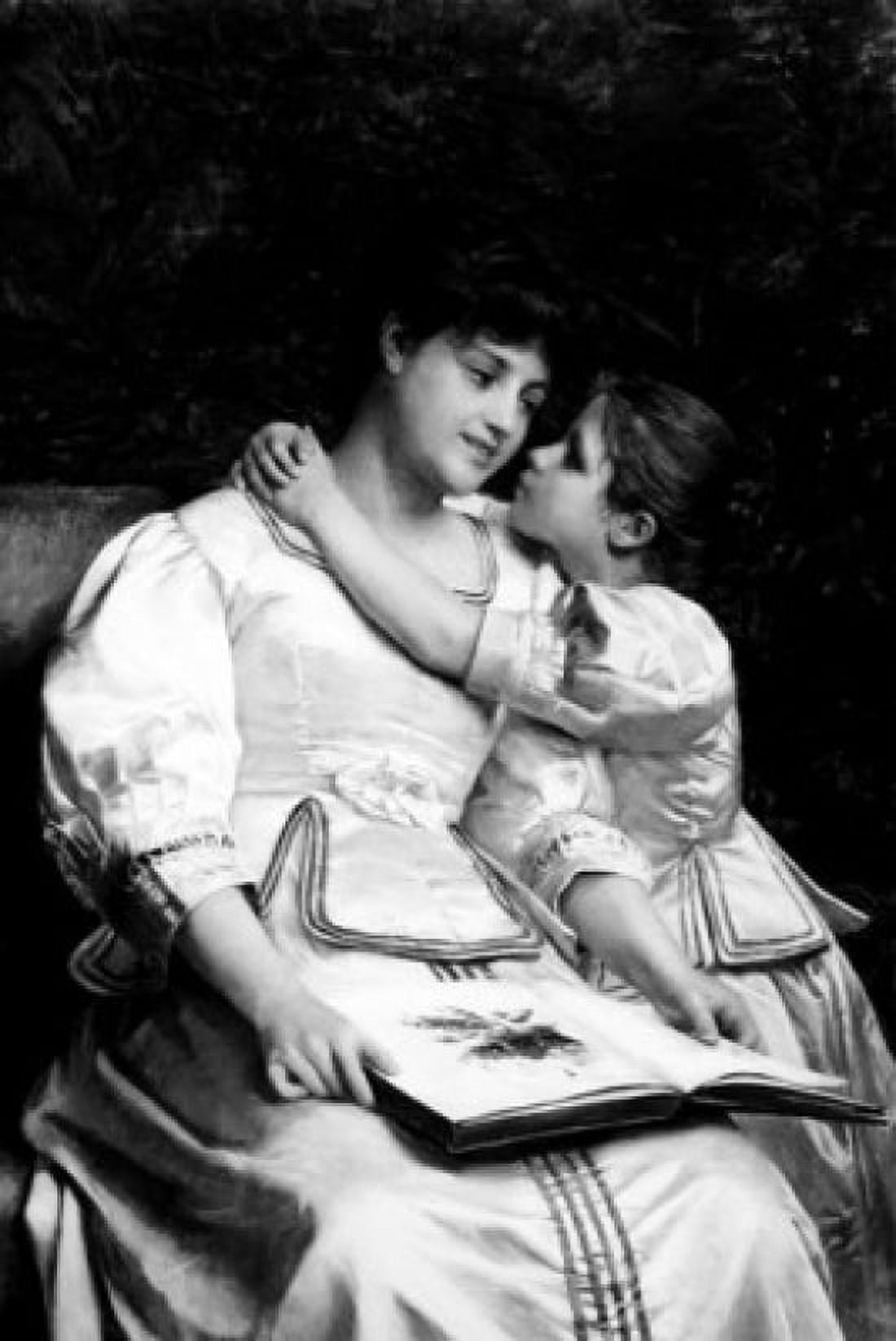 Mother and Daughter in Garden by unknown artist late 1800s Canvas Art - (24 x 36)