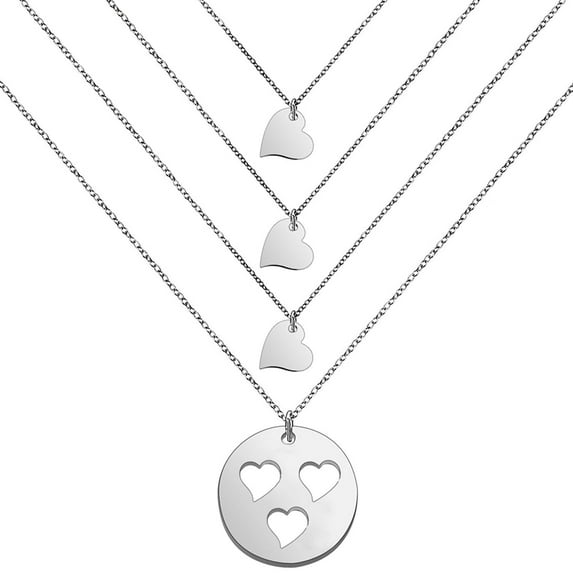 Myospark Heart Silver Necklaces, Stainless Steel, Cable, Includes Velvet Bags