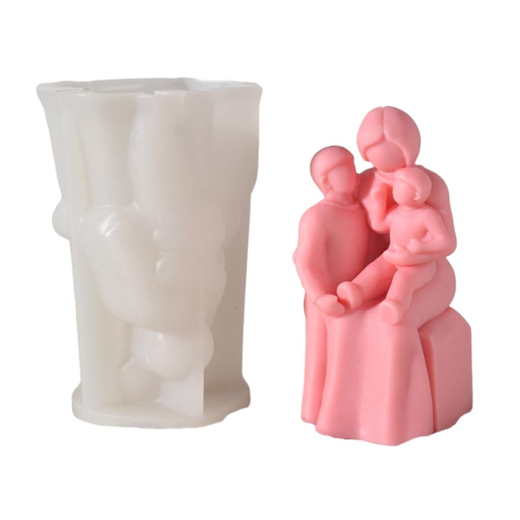 Mother and Kids Silicone Candle Mold Couples Aromatherapy Candle Mould for DIY Craft Soap Cookie Fondant Soap Decor