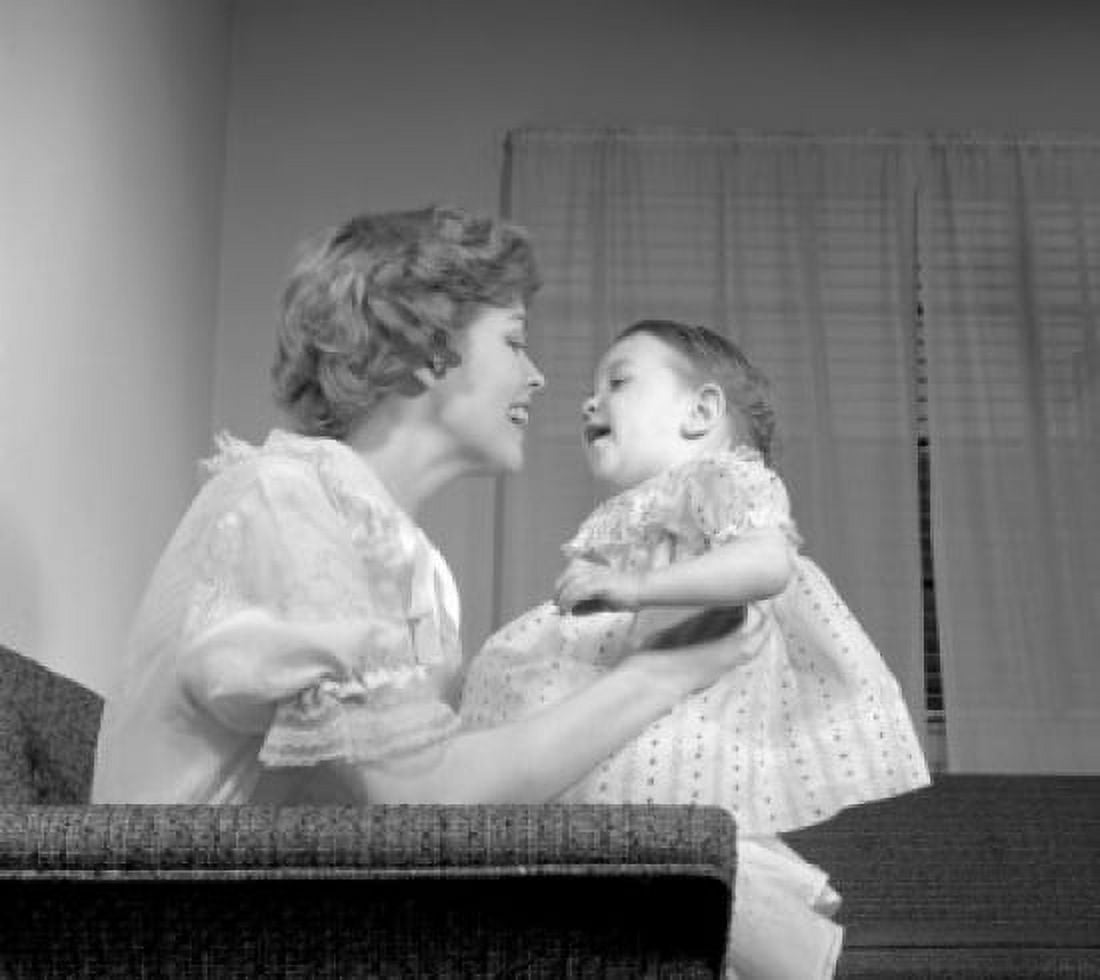 Mother and baby girl playing Canvas Art - (18 x 24)