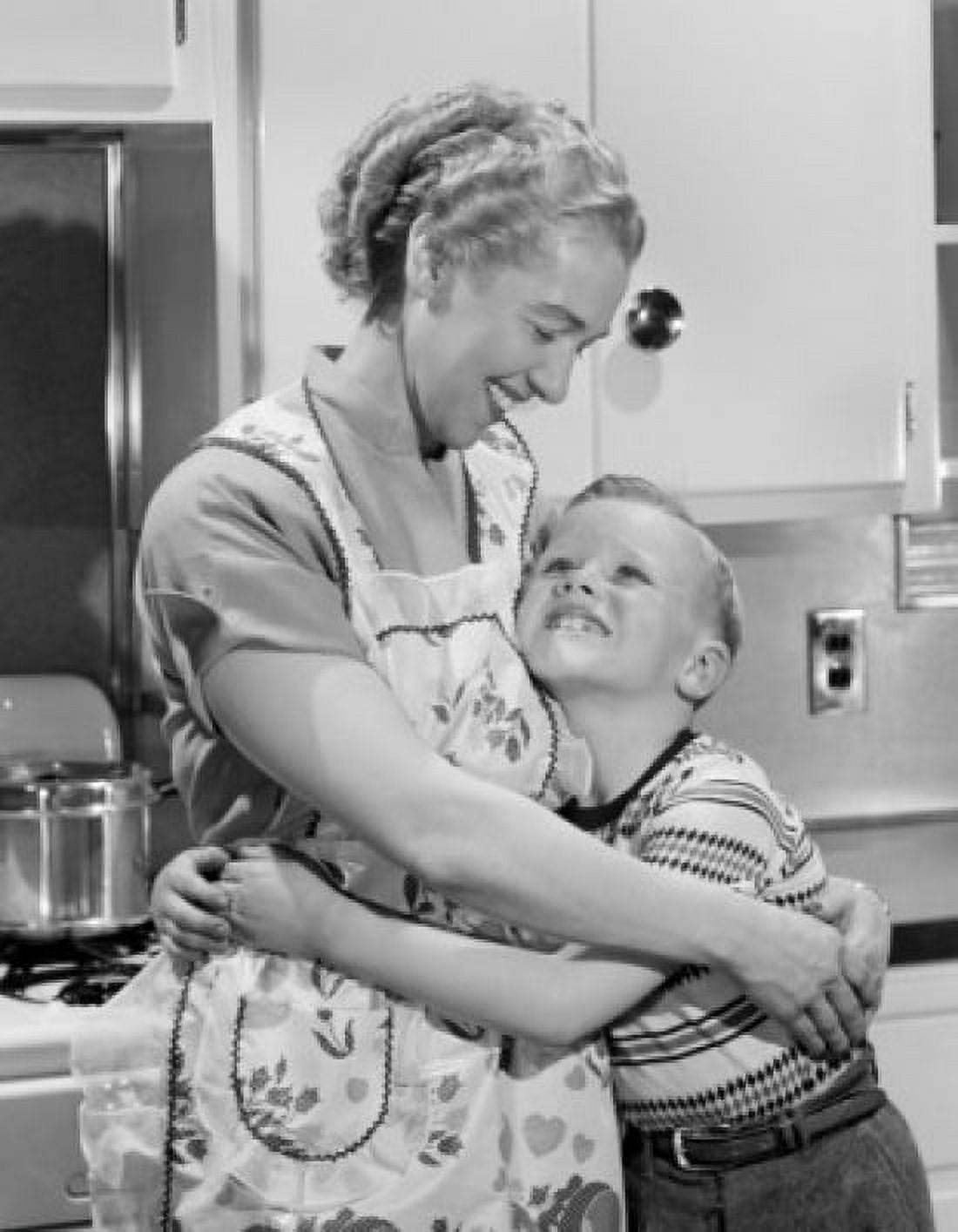 Mother and son hugging and looking each other Canvas Art - (18 x 24)