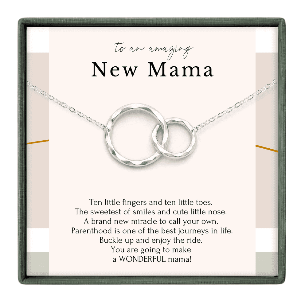 HOPE LOVE SHINE New Mom Necklace – 2 Ring Silver Gift for First Time Mom or Wife