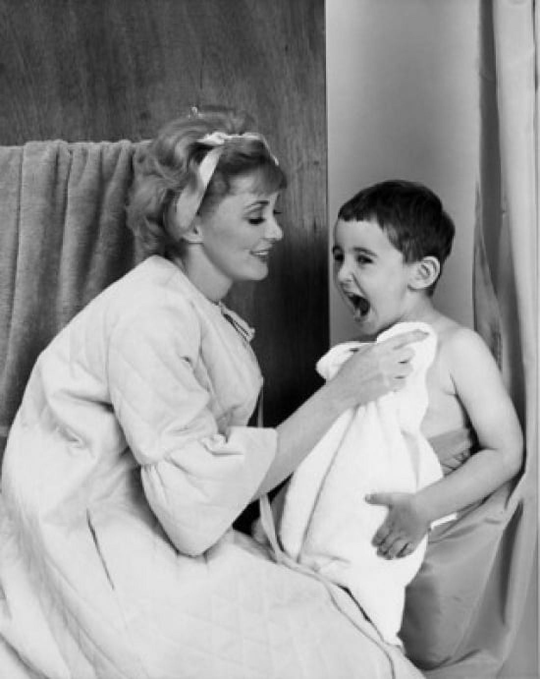 Mother drying son with towel Canvas Art - (18 x 24)