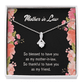 thumbnail image 1 of Mother-in-Law Necklace So Blessed Eternity Ribbon Stone Pendant Keepsake Message Card, 1 of 20