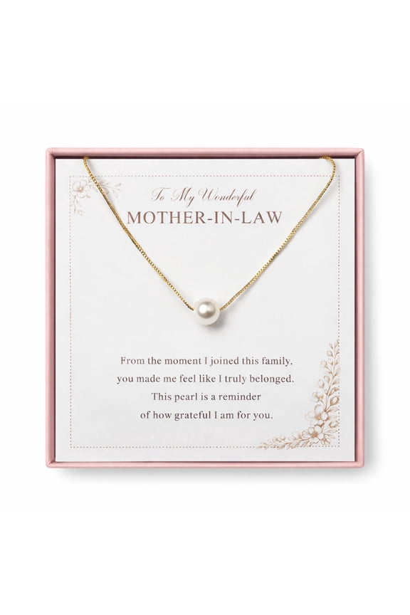Mother in Law Pearl Gift, Single Pearl Pendant Necklace Mothers Day Gift from Daughter in Law on Wedding Day Birthday Valentines Day