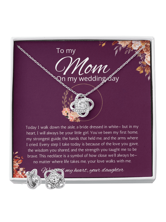 Mother of Bride Gift From Daughter Mother of the Bride From Bride Love Knot Necklace and Earring set Wedding Gift, Engagement Gift from Daughter