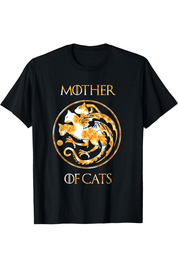 Mother of Cats Shirt With Floral Art Best Mom Mother's Day T-Shirt, UNISEX Tee
