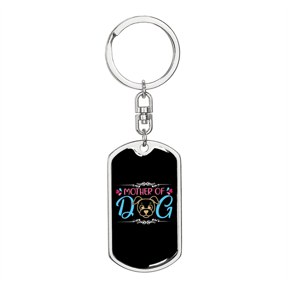Mother of Dog Puppy Stainless Steel or 18k Gold Premium Swivel Dog Tag Keychain