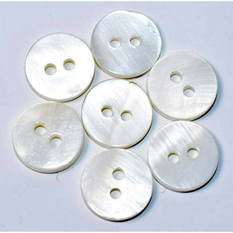 Mother of Pearl Buttons 7/16in 11.5MM 18L 2 Holes (White Qty 20) 
