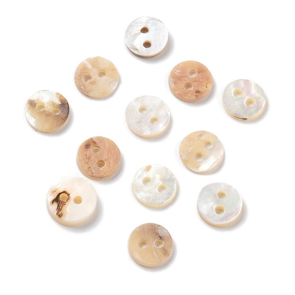 Mother of Pearl Buttons Akoya Shell Button 2-Hole Shell Shape Beige 9x2mm Hole: 1.6mm