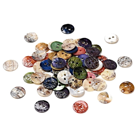 Mother of Pearl Buttons Akoya Shell Button Dyed Flat Round Mixed Color 10x1mm Hole: 1.5mm colorful