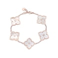 thumbnail image 1 of Mother of Pearl Flower Bracelet in 925 Sterling Silver with Rose Gold Plating Adjustable Lobster Claw by Lavari Jewelers, 1 of 3