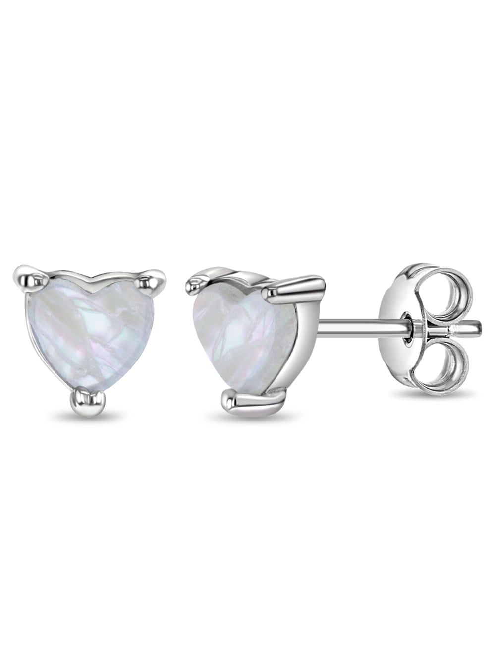 Mother of Pearl Heart Kids / Children / Girls Earrings - Sterling Silver