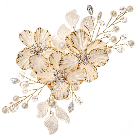 Miallo Mother of Pearl Style Bridal Hair Comb, Shell Flower Wedding Hair Accessories, Crystal & Pearl Headpiece for Bride