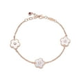 thumbnail image 1 of Mother of Pearl Triple Flower Bracelet in 925 Sterling Silver with Rose Gold Plating Adjustable Lobster Claw by Lavari Jewelers, 1 of 3
