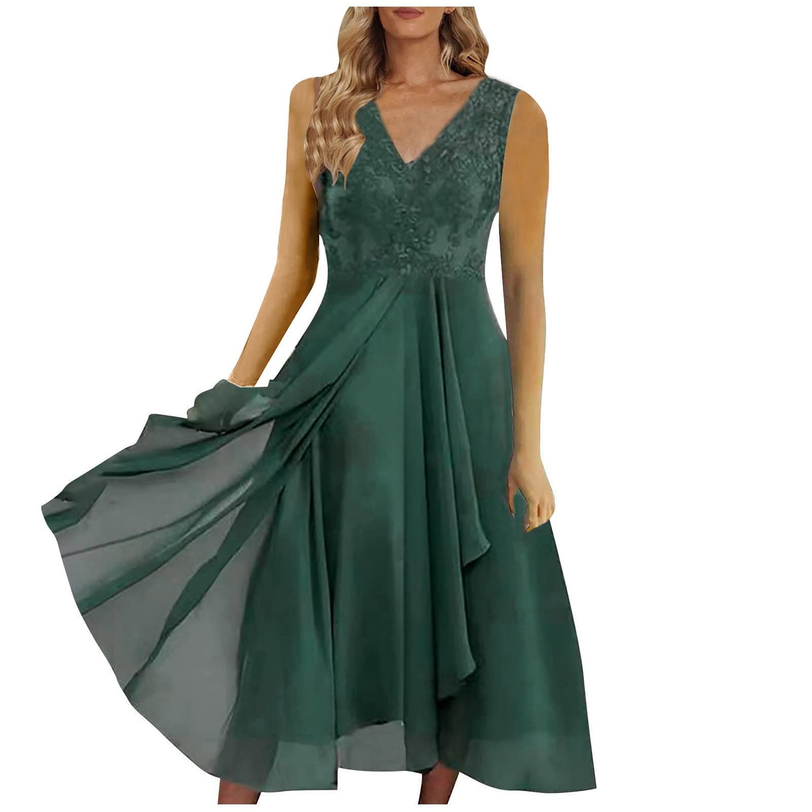 Mother of The Bride Dresses for Women Elegant Lace Chiffon V Neck Flowy Dress Formal Evening Party Gown for Wedding - Walmart.com Mother of The Bride Dresses for Women Elegant Lace Chiffon V Neck Flowy Dress Formal Evening Party Gown for Wedding - Walmart.com