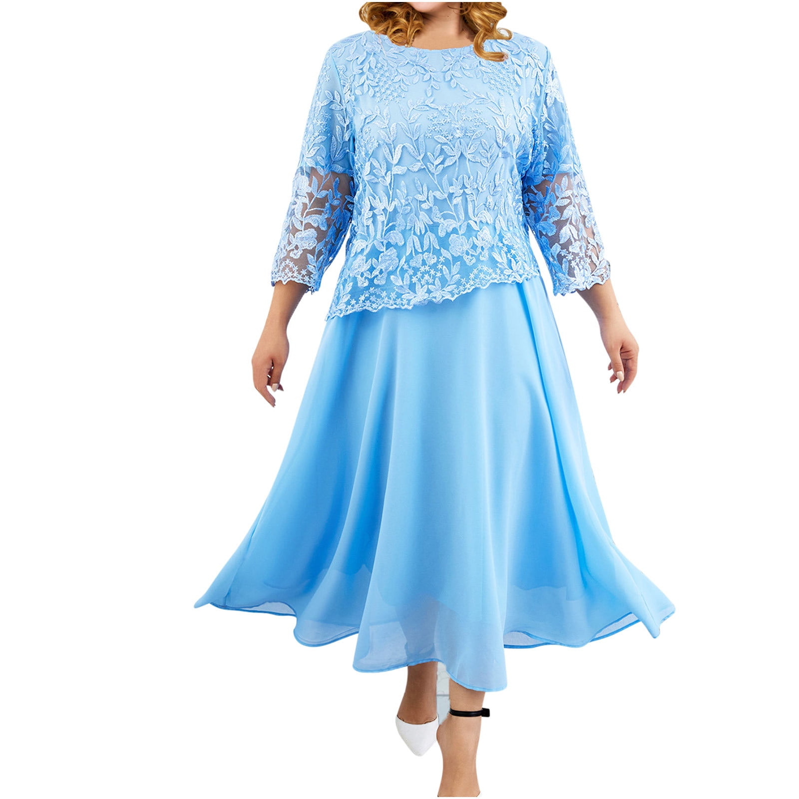 Mother of The Bride Dresses for Women Plus Size Chiffon Lace Wedding Guest  Dress Formal Evening Grandmother Dress - Walmart.com