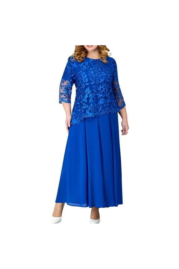 Mother of The Bride Dresses for Women Plus Size Chiffon Lace Wedding Guest Dress Formal Evening Grandmother Dress