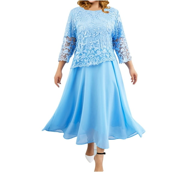 Mother of The Bride Dresses for Women Plus Size Chiffon Lace Wedding Guest Dress Formal Evening Grandmother Dress