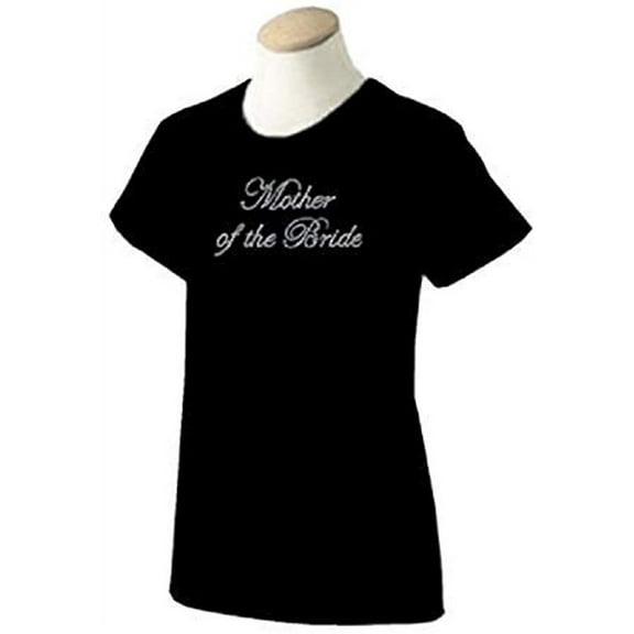 Mother of The Bride Rhinestone Short Sleeve T-shirt for Ladies-Small Black