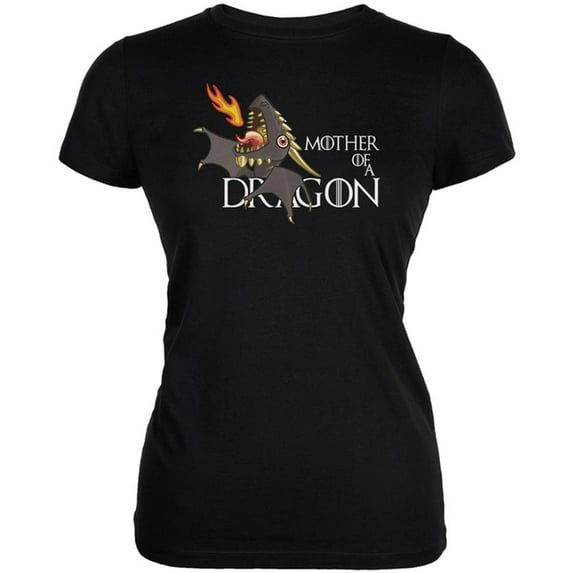 Mother of a Dragon Cute Black Fire Juniors Soft T Shirt Black LG