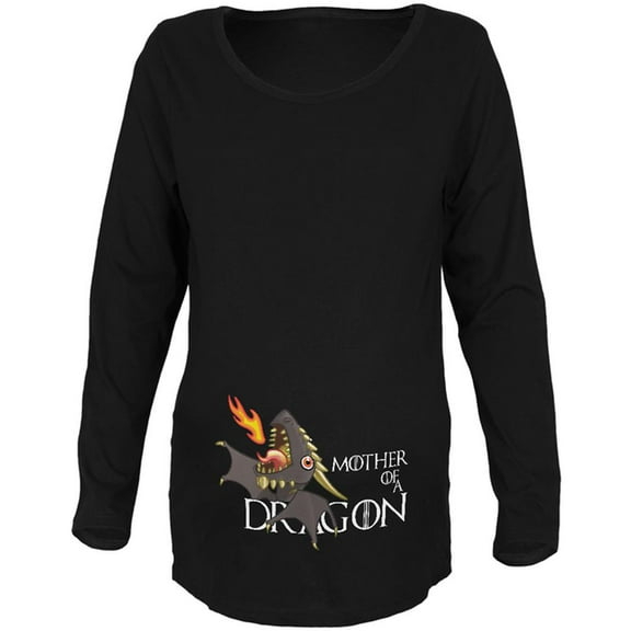 Mother of a Dragon Cute Black Fire Maternity Soft Long Sleeve T Shirt Black 2XL