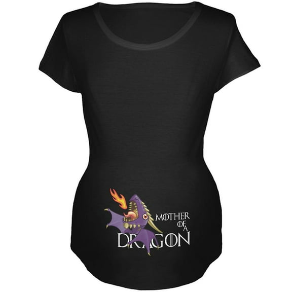Mother of a Dragon Cute Purple Fire Maternity Soft T Shirt Black MD