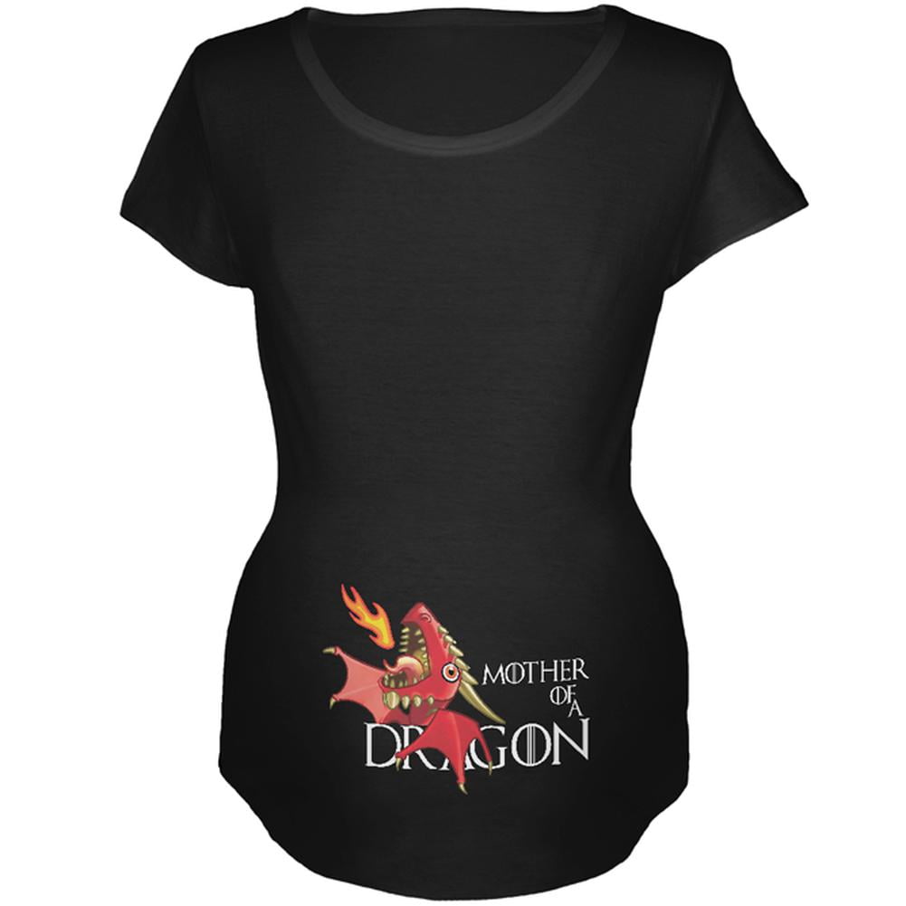 Mother of a Dragon Cute Red Fire Maternity Soft T Shirt Black MD ...