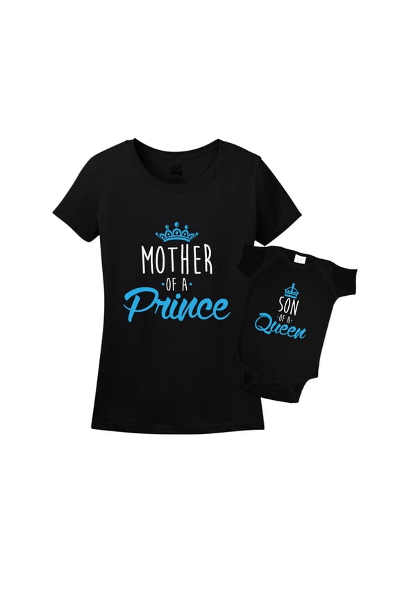 Mother of a Prince & Son of a Queen Mommy And Me Matching Set Shirt Bodysuit Clothing