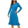 Mother of the Bride Dresses Women Long Sleeve Sweater Dress V Neck A