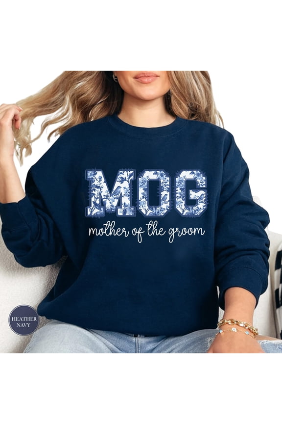 Mother of the Groom Sweatshirt – Floral Toile De Jouy MOG Sweater, Bridal Party Getting Ready Outfit, Wedding Day Gift from Son or Daughter