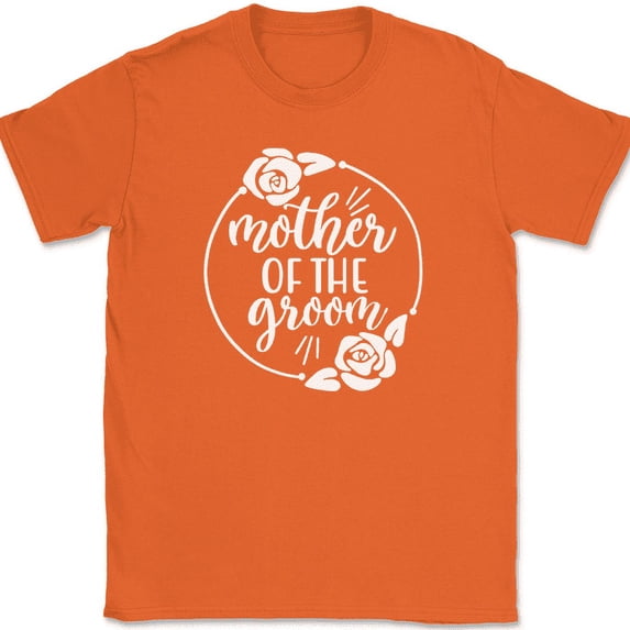 Mother of the Groom T-Shirt Wedding Party Bride Event Group Gift Text Tee - Orange, M