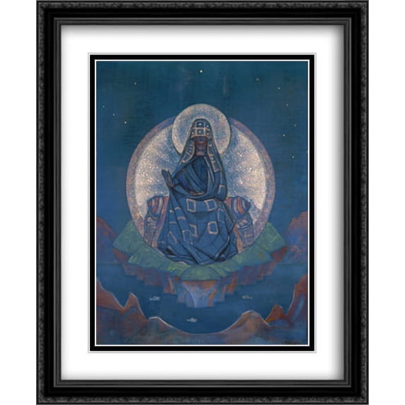 Mother of the World 2x Matted 28x34 Large Black Ornate Framed Art Print by Nicholas Roerich