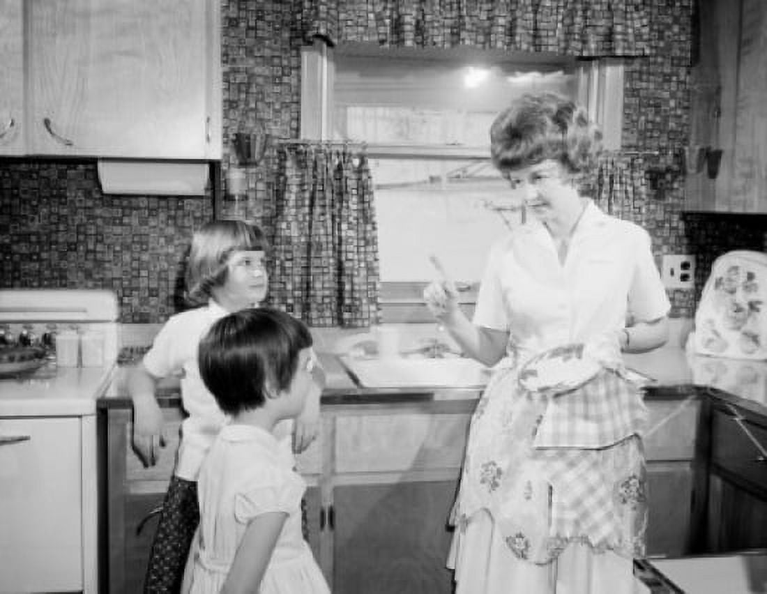 Mother reprimanding children in kitchen Canvas Art - (18 x 24)