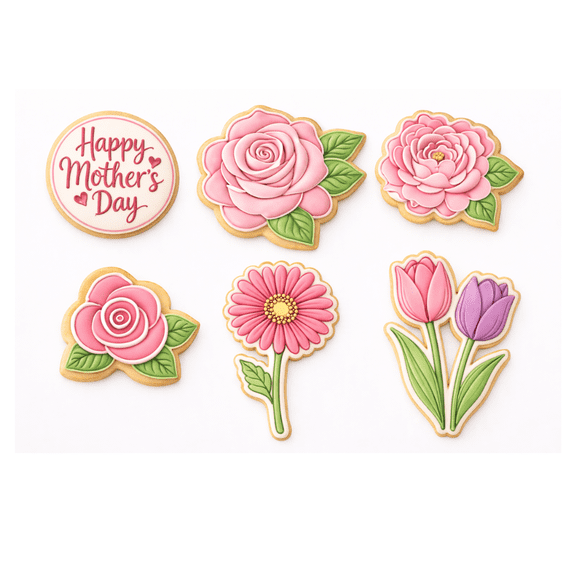 Mother&rsquo;s Day Bloom Bouquet Collection Cookie Cutter Set or Cookie Cutter & Stamp Set