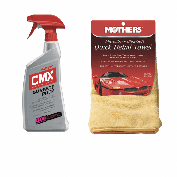 Mother's 01224/155600 CMX Surface Prep Spray 24 oz. and Mother's Microfiber Ultra-Soft Quick Detail Towel