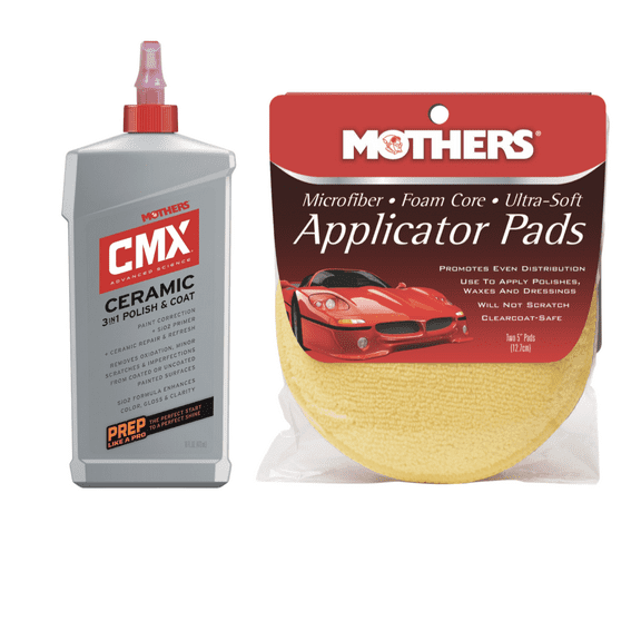 Mother's 01716/156500 CMX Ceramic 3-in-1 Polish & Coat and Mother's Microfiber Foam Core Applicator Pads