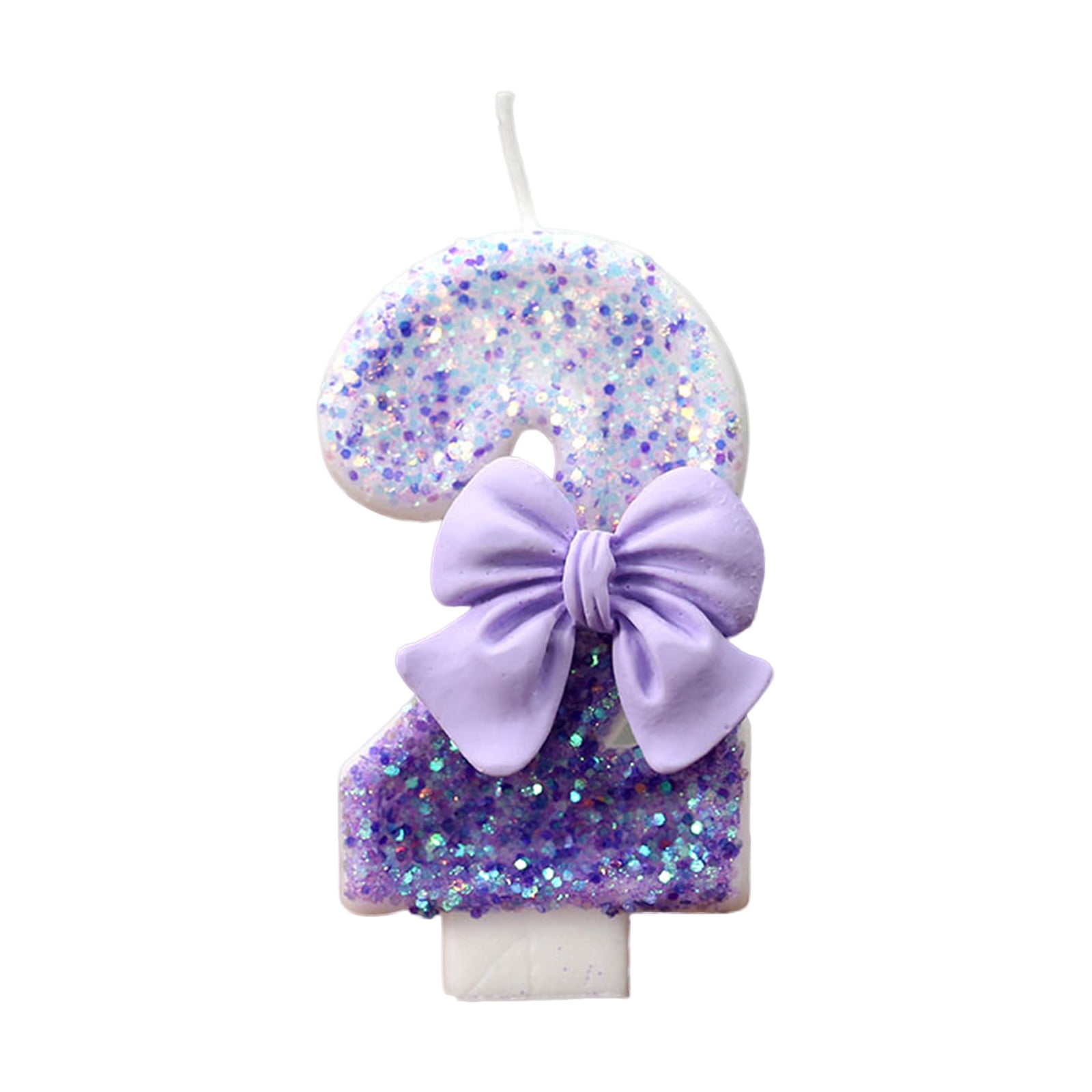 Pink Glitter Number Candles – 0-9 Bow Decorated Cake Toppers, 2.95 Inch Tall, For Birthdays - View #2