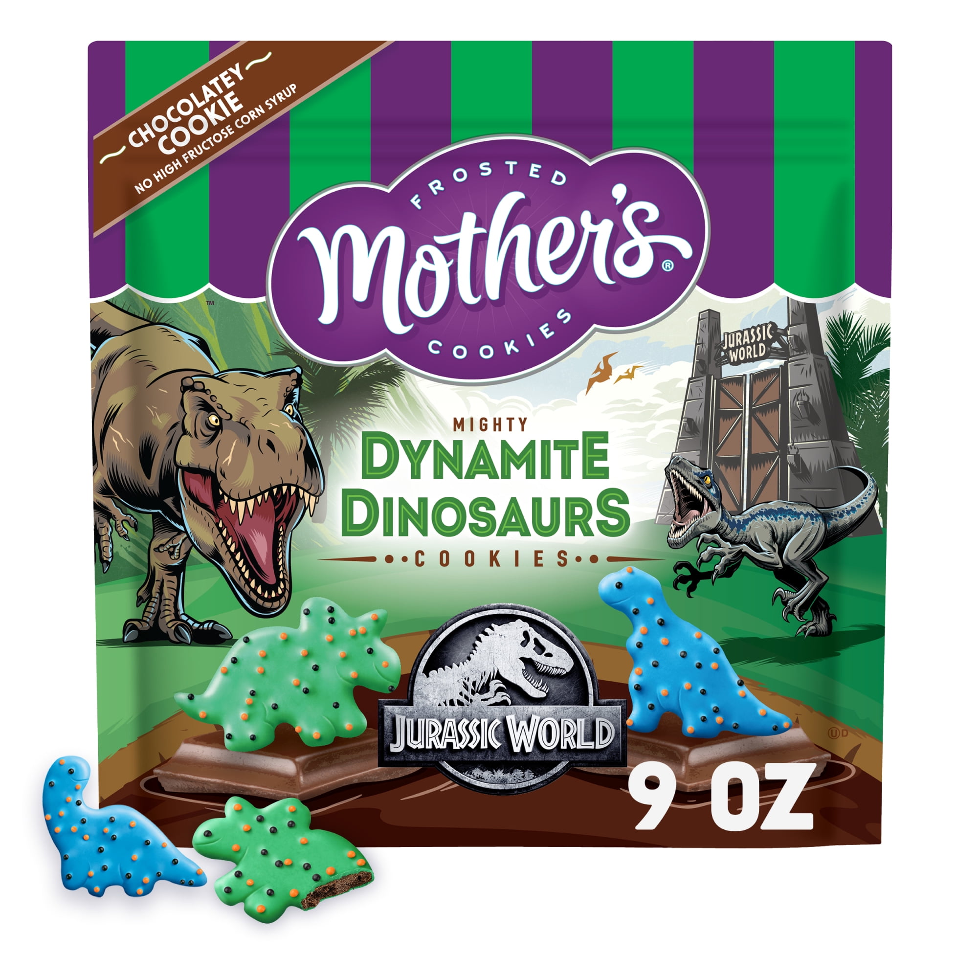 Mother's Chocolatey Dynamite Dinosaurs Cookies, Inspired by Jurassic World, 1 Resealable Bag, 9 oz