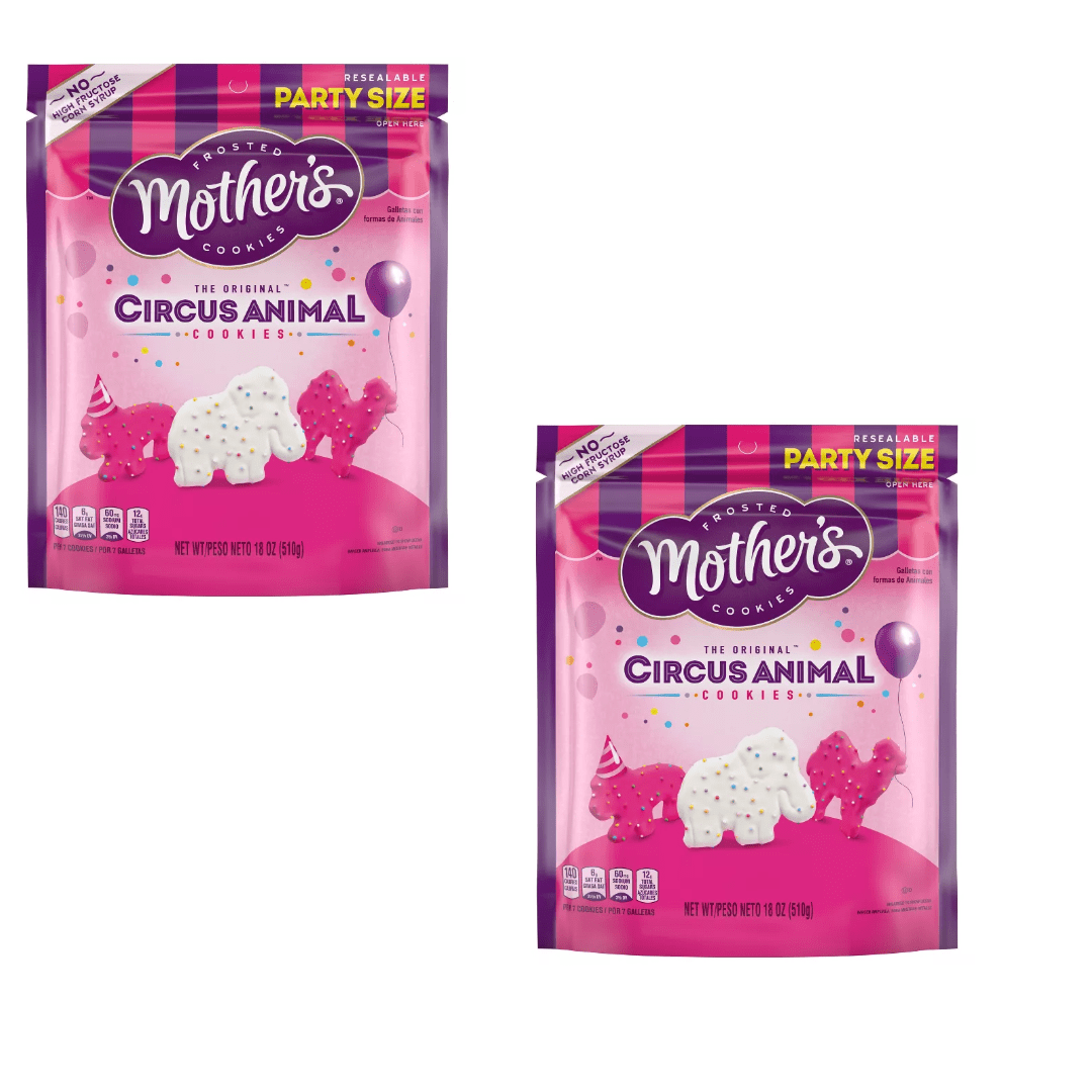 Mother's Circus Animal Cookies Party Size - 18oz Pack of 2 - frosted animal cookies, fun snack, kids cookies, classic treat, party dessert