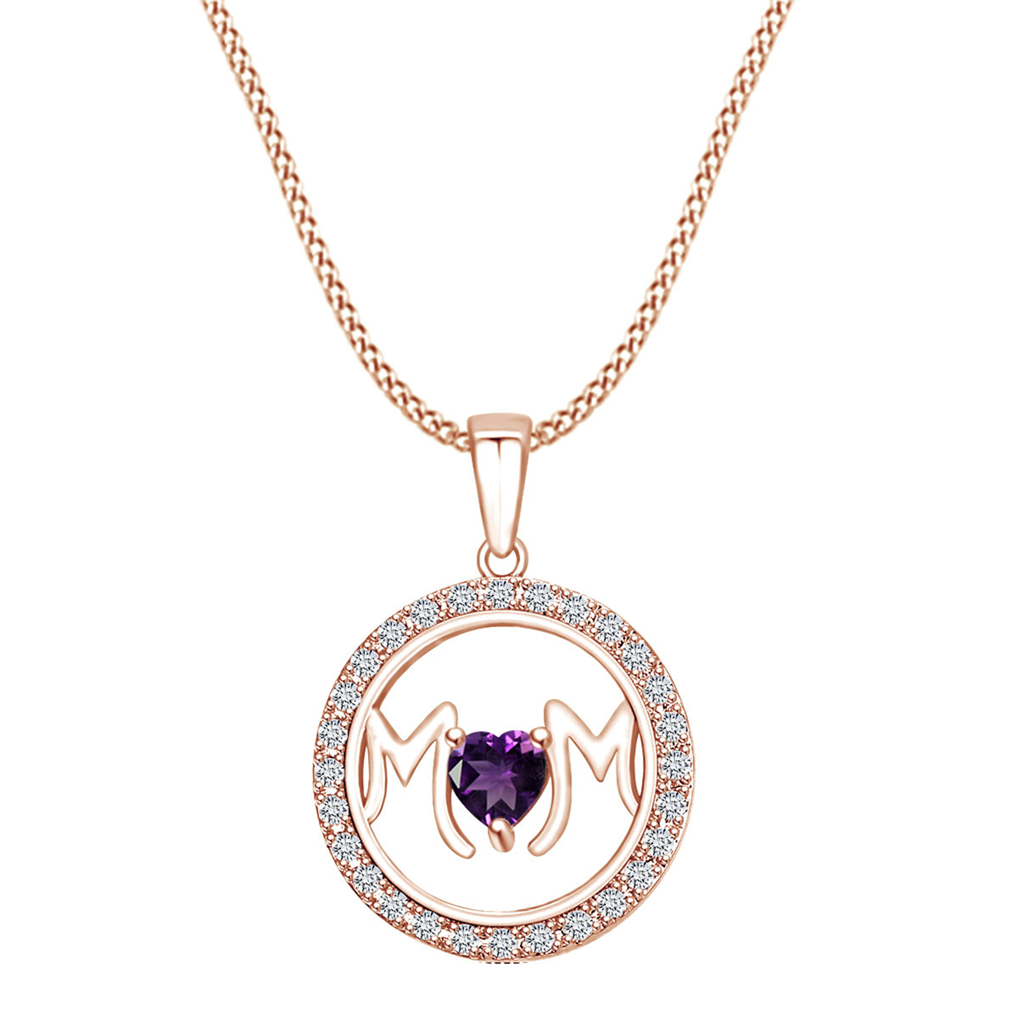 AFFY Mothers Day Jewelry Gifts Emerald Simulated Blue Topaz Wedding Ba : AFFY 1⁄15 Ct Natural Diamonds Mom Heart Pendant