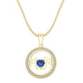thumbnail image 1 of AFFY Mother's DAY Jewelry Gifts Simulated Blue Sapphire & White Cubic Zirconia Circle Frame Mom Heart Pendant Necklace In 14k Yellow Gold Over Sterling Silver, 1 of 1
