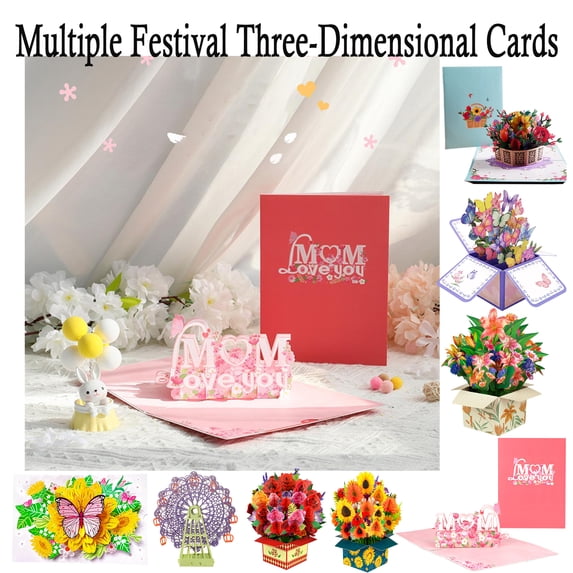 Mother's Day 2026 Mother's Day 3D Pop Up Greeting Card, Handmade Bouquet Set, Creative Paper Sculpture Card, Mother's Day Blessing, Birthday, Anniversary Gift for Mom, Wife, Female Friend, HAODEJW