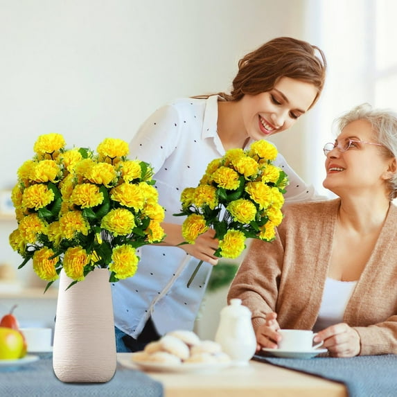 Mother's Day 24-Head Carnation Simulation Bouquet, Plastic Material, Suitable for Living Room Dining Table Decor, Symbolizes Love and Gratitude
