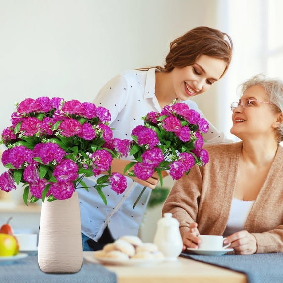 Mother's Day 24-Head Carnation Simulation Bouquet, Plastic Material, Suitable for Living Room Dining Table Decor, Symbolizes Love and Gratitude