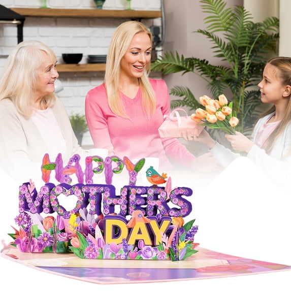 Mother's Day 3D Flower Greeting Card Can Be Opened And Folded, 3D Pop Up Floral Greeting Card, Mother's Day Keepsake Card, Foldable Paper Flower Card