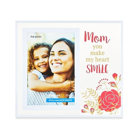Mother’s Day 4" x 6" Mom You Make My Heart Smile Glass Picture Frame, by Way To Celebrate