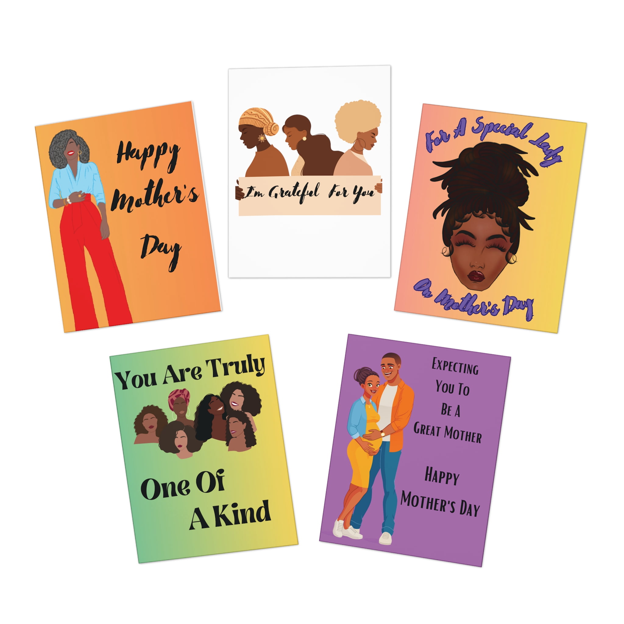Mother's Day African American Greeting Cards (5 different designs) for Mom
